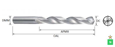 3.9mm 8xD ALU-XP Carbide Through Coolant Drill